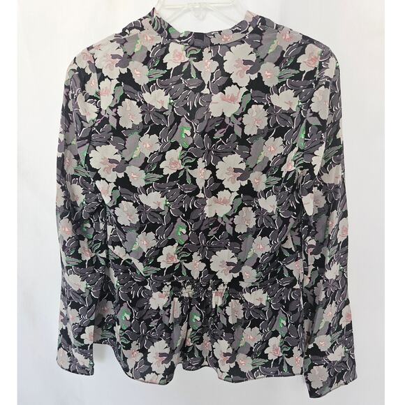Rebecca Taylor Silk Floral Multicolor Eclipse Blouse Top Long Sleeve sz 0 Classy - Picture 2 of 6
